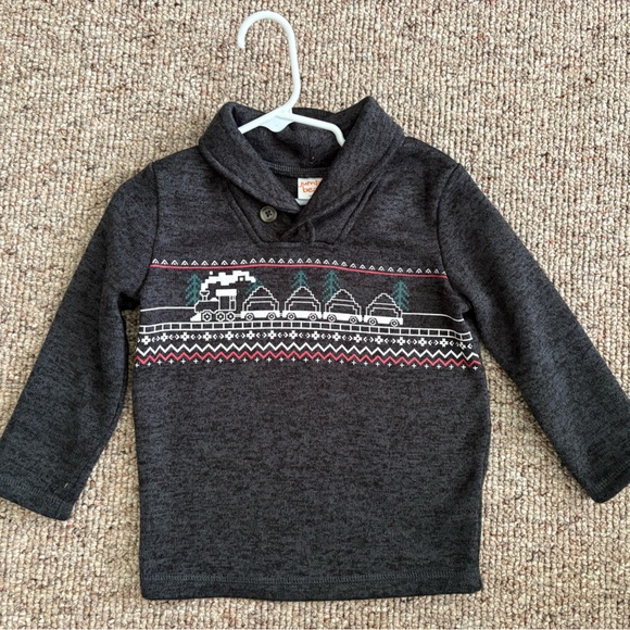Jumping Beans Charcoal Train Shawl Collar Sweater fleece Pullover - Picture 1 of 3